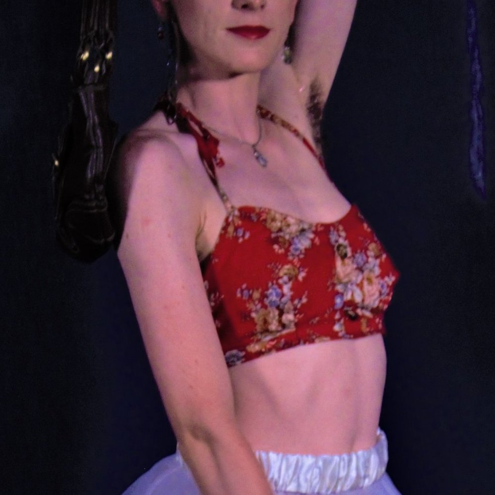 Fairy Floral Print Red Halter Top